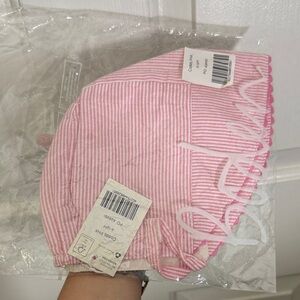 New! Never used. Boden Pink Striped Kids Bonnet 6-12M